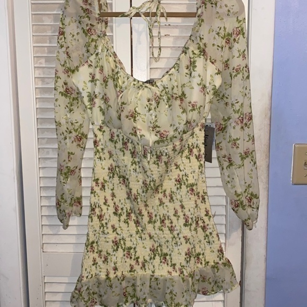 J for Justify Yellow Floral Long Sleeve Dress